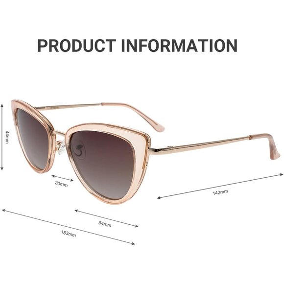✨Women's Brown Retro Big Frame Cat Eye Polarized with Spring Hinge Sunglasses - Picture 3 of 7